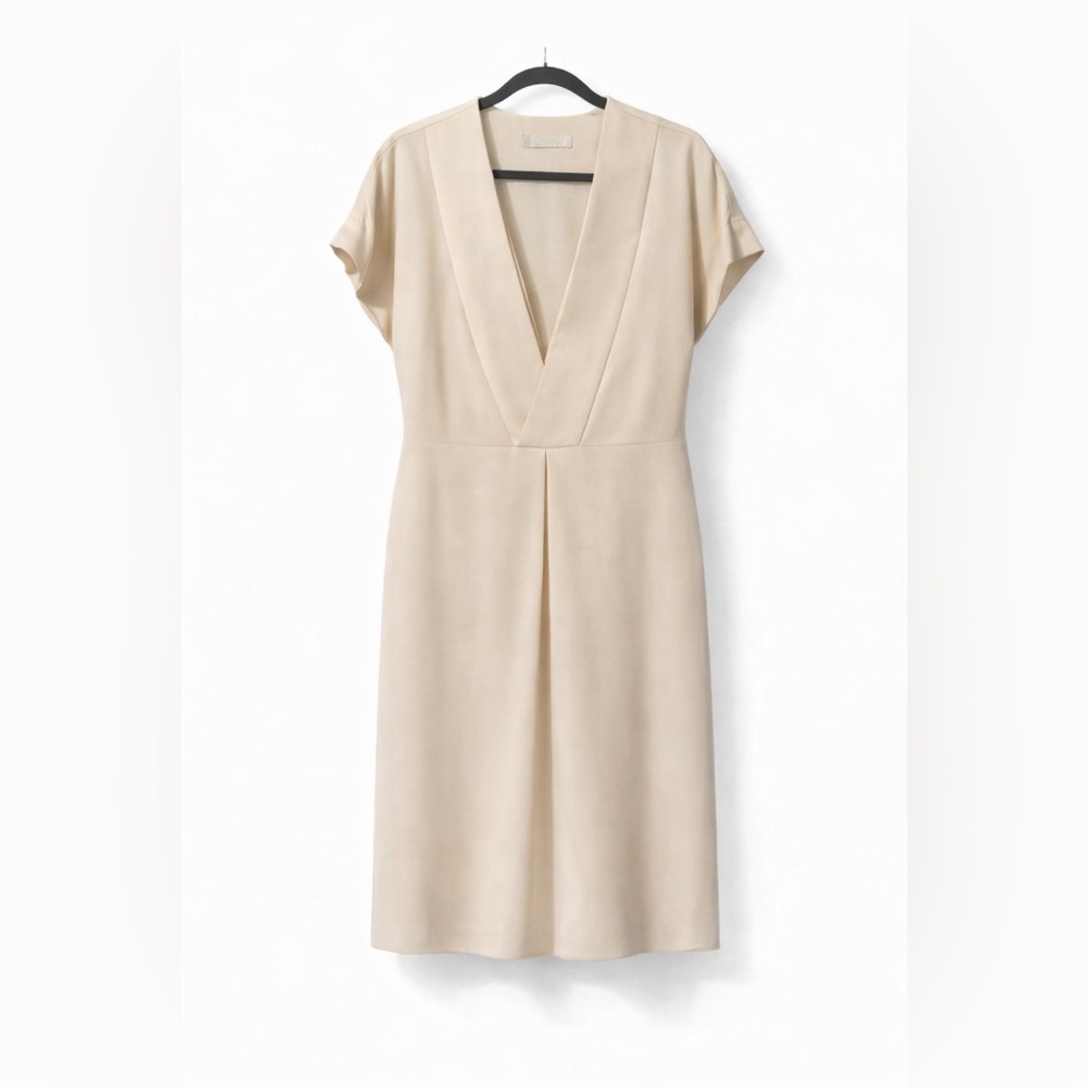 Chloe Elegant Cream V-Neck Dress